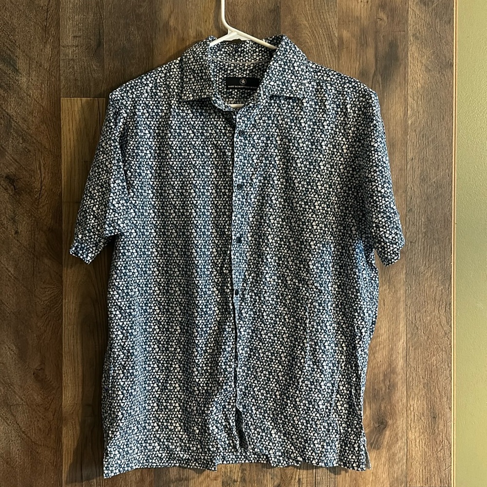 Blue Triangle Pattern Button Shirt - Hart Schaffe… - image 1